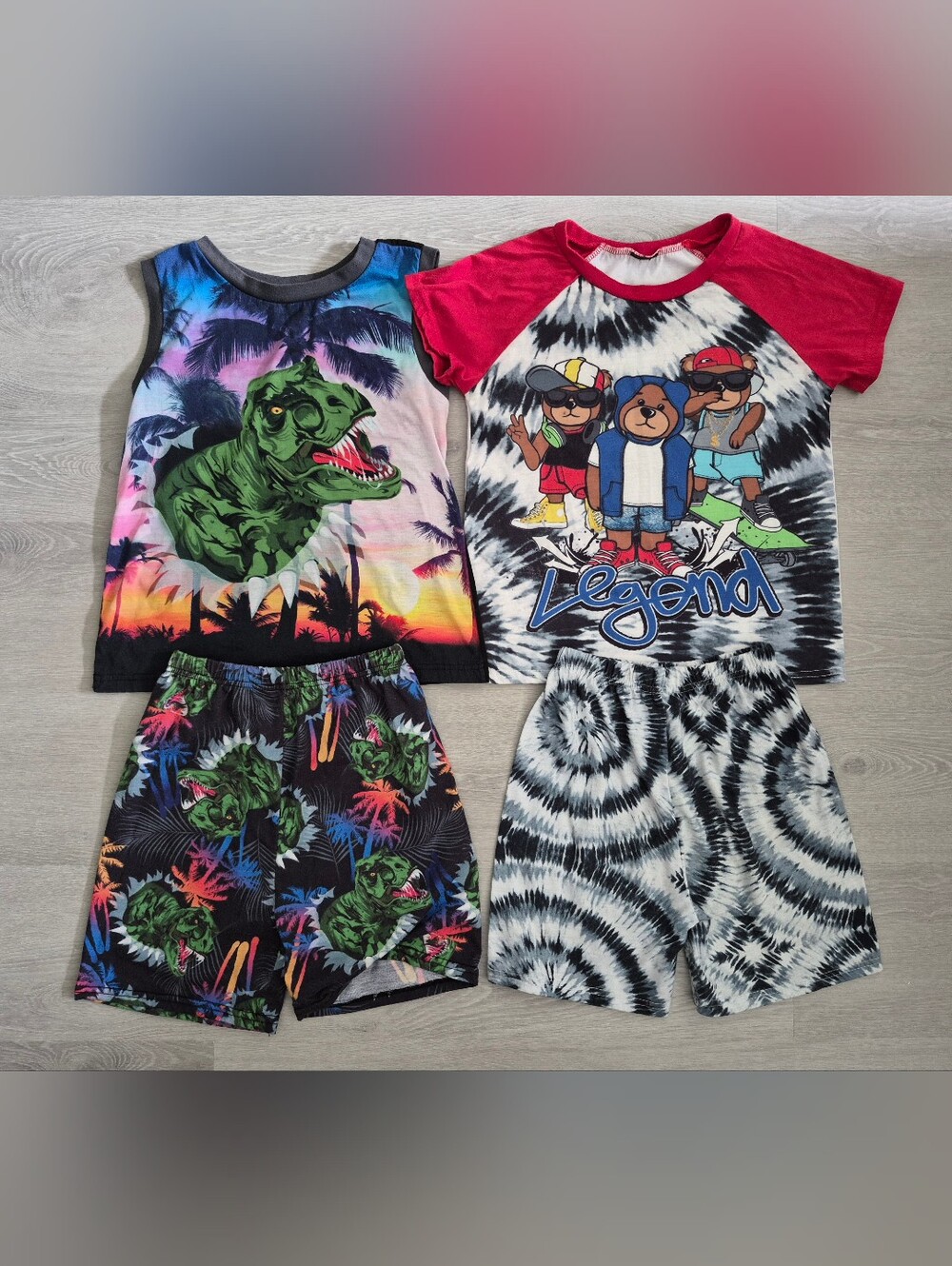 2x Boys Quad Seven Shorts Pajama Sets